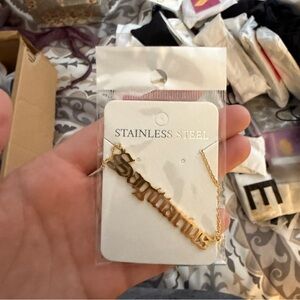Gold Stainless Steel Sagittarius Necklace